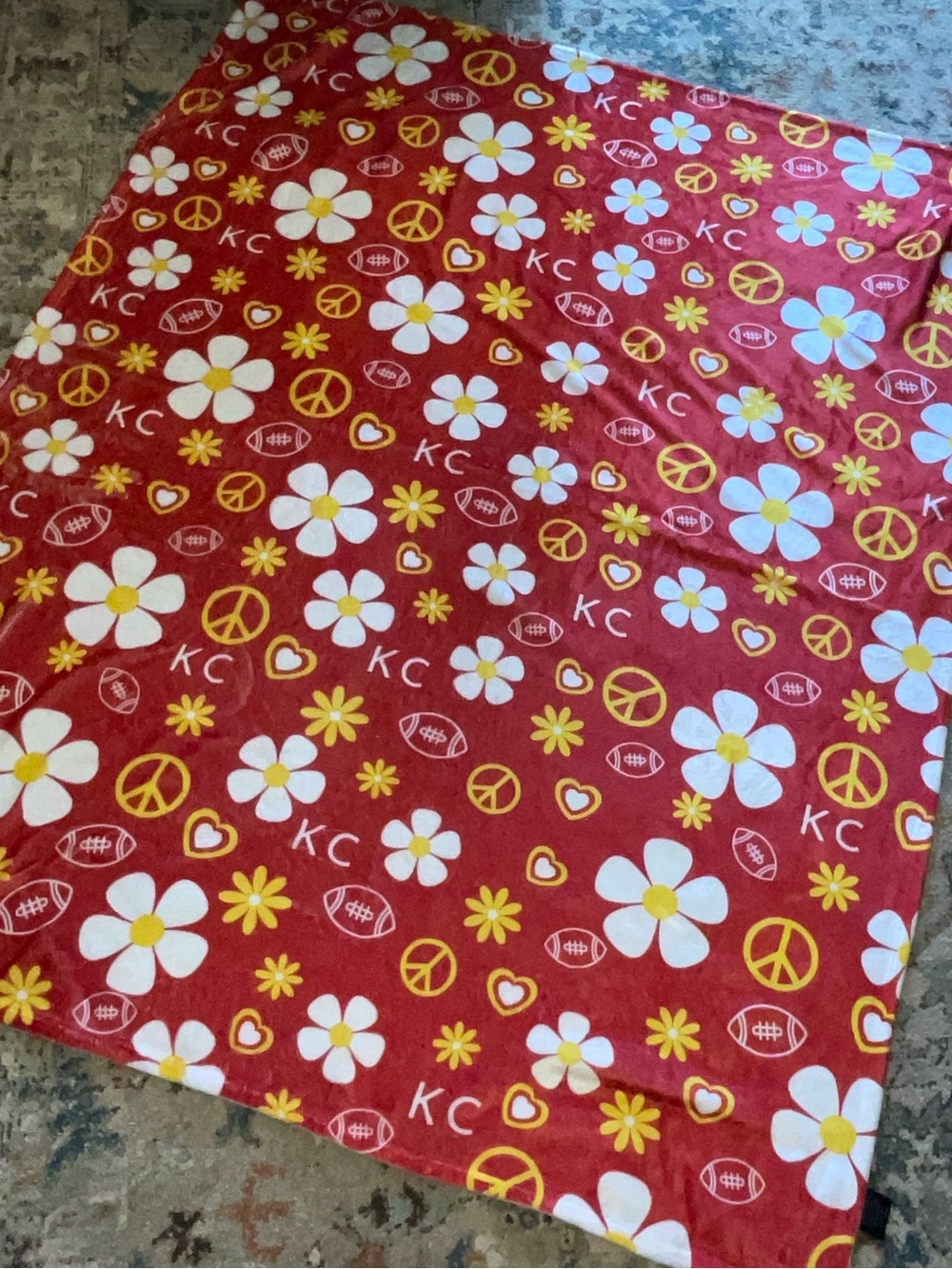 KC Floral & Peace Kids Throw Blanket - Red